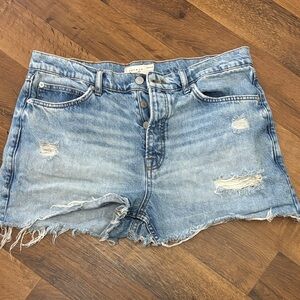 Topman Light Blue Distressed Jean Shorts